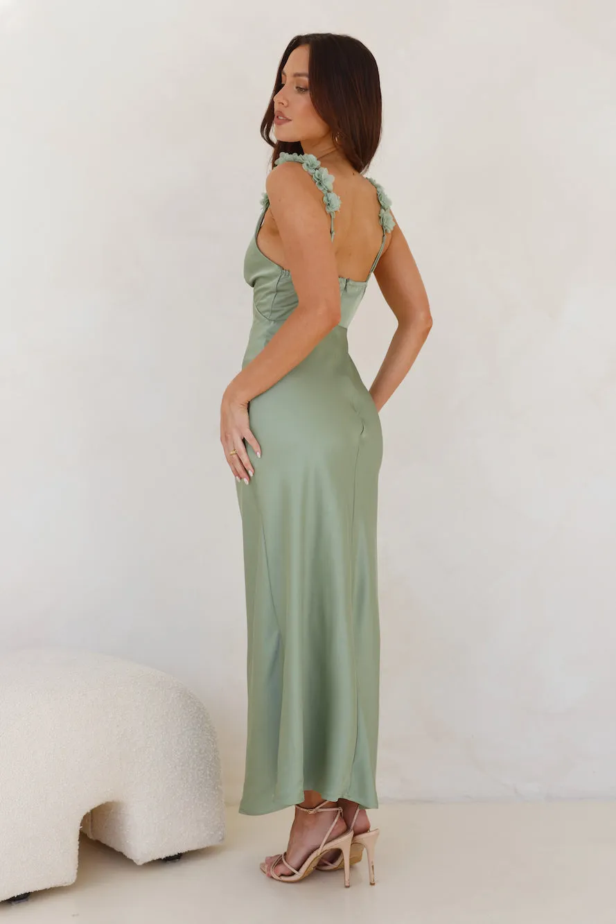 Silken Twilight Satin Maxi Dress Sage sold by Hello Molly product image thumbnail 5