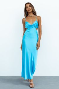 Purely Formed Satin Maxi Dress Blue sold by Hello Molly