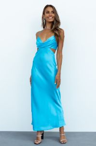 Purely Formed Satin Maxi Dress Blue sold by Hello Molly