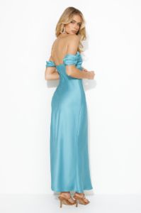 Classy Together Satin Maxi Dress Blue sold by Hello Molly