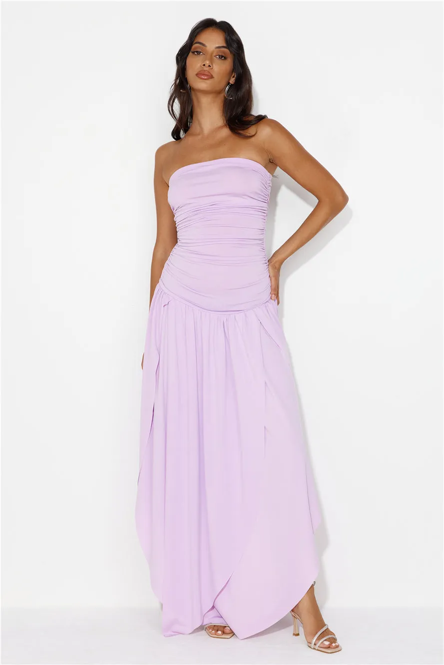 Spinning Queen Strapless Maxi Dress Lilac sold by Hello Molly