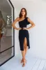 HELLO MOLLY Event Season Ready One Shoulder Midi Dress Black sold by Hello Molly