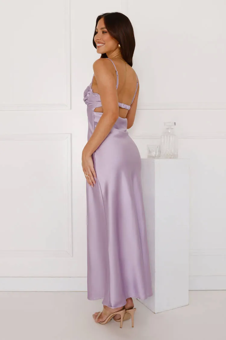 Winery Wedding Satin Maxi Dress Lilac sold by Hello Molly product image thumbnail 3