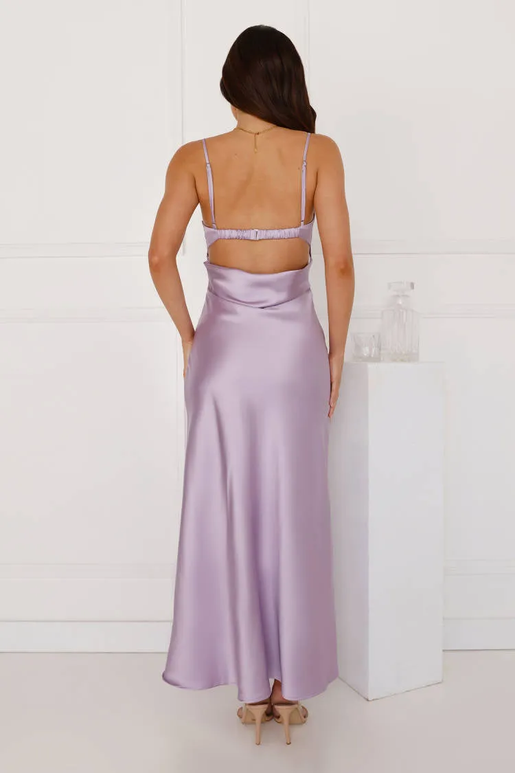 Winery Wedding Satin Maxi Dress Lilac sold by Hello Molly product image thumbnail 4