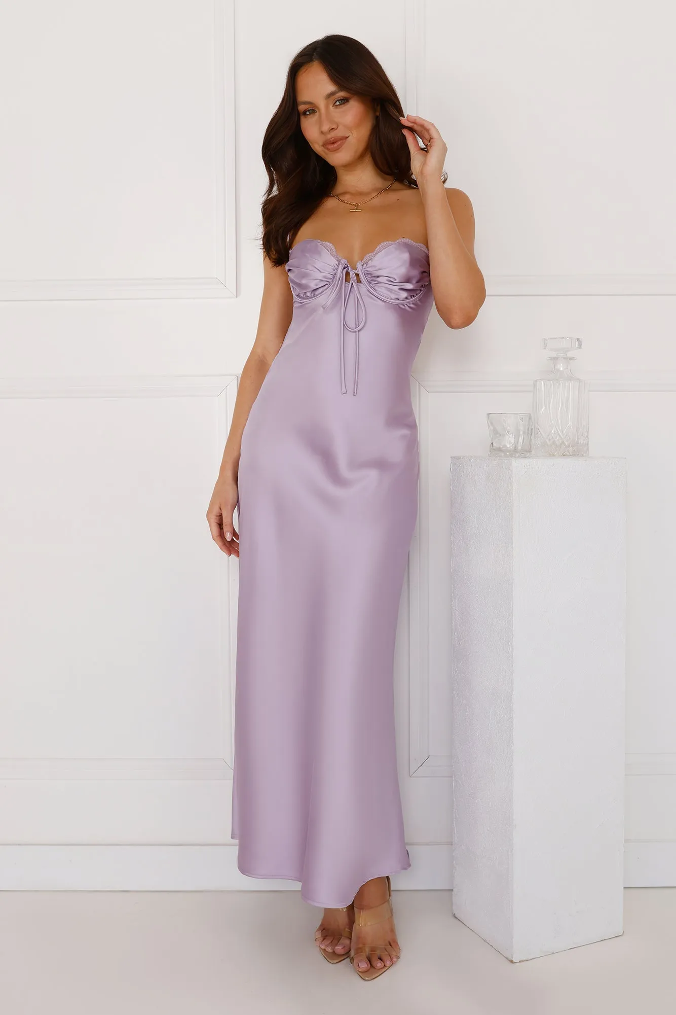 Winery Wedding Satin Maxi Dress Lilac sold by Hello Molly