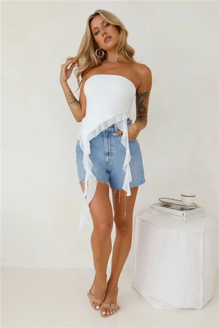 New York Trends Strapless Mesh Frill Top White sold by Hello Molly
