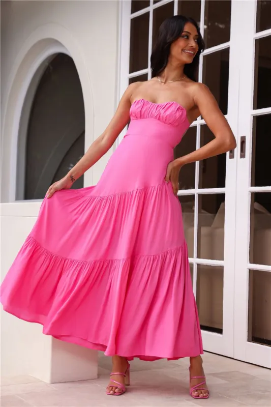 Iced Drinks Beachside Strapless Maxi Dress Hot Pink sold by Hello Molly