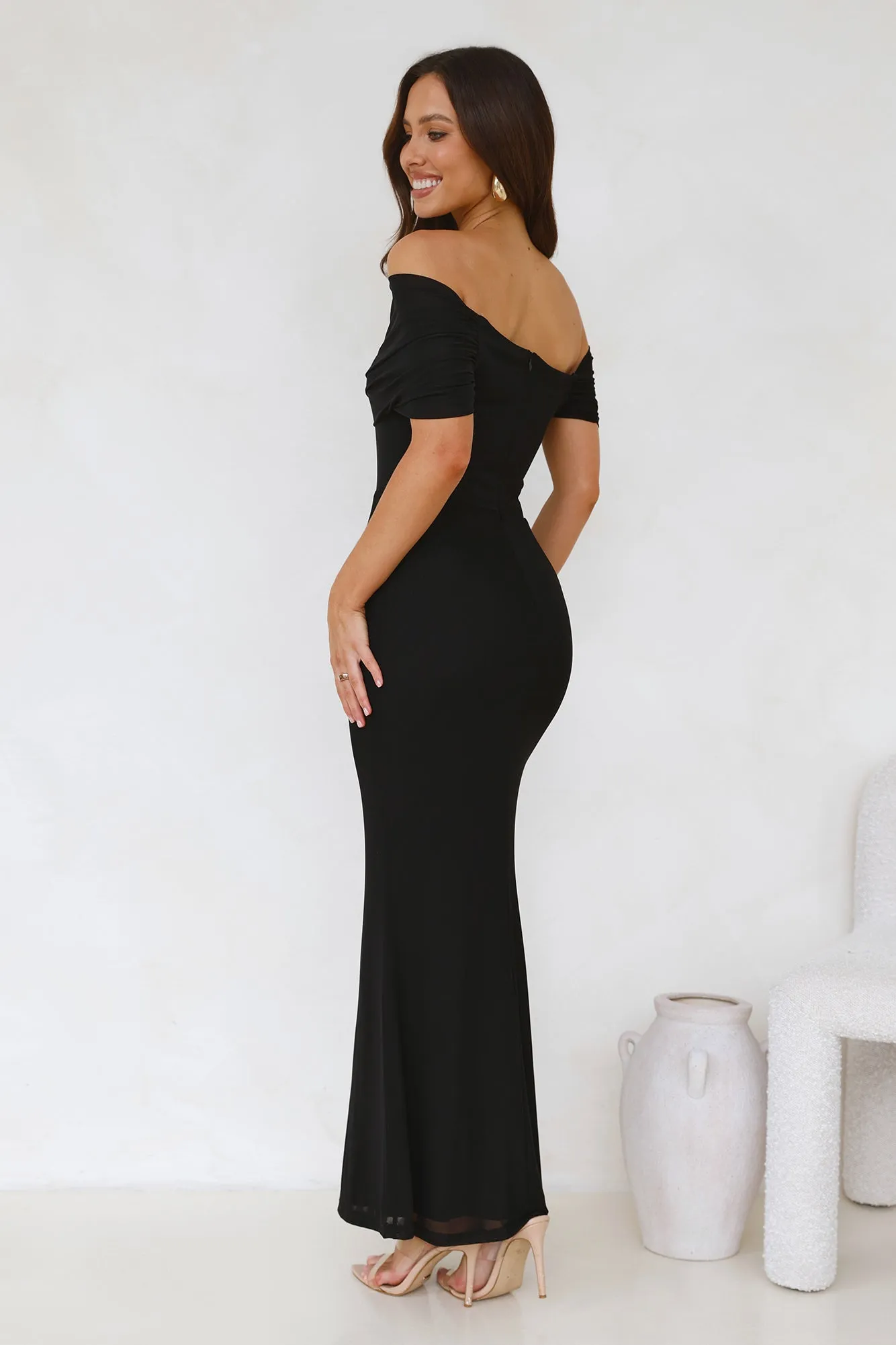 Invited Off Shoulder Mesh Maxi Dress Black sold by Hello Molly product image thumbnail 4