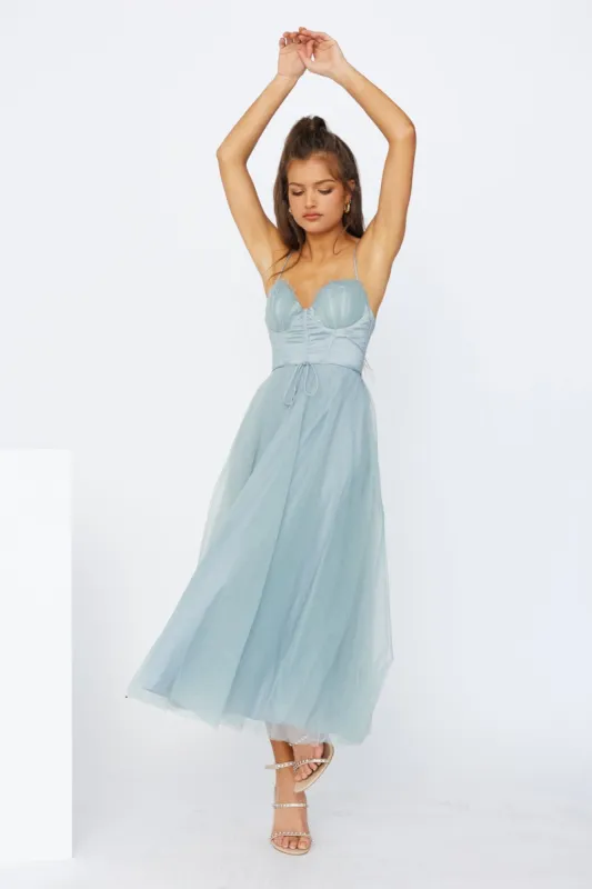 Wandering In The Light Tulle Midi Dress Sage sold by Hello Molly