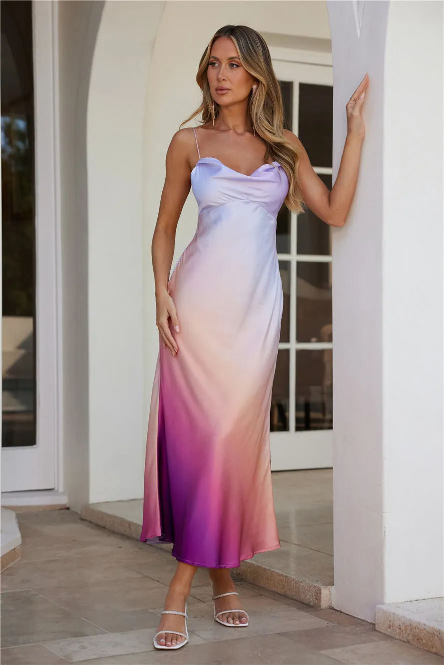 Shimmers In Silk Satin Maxi Dress Purple sold by Hello Molly