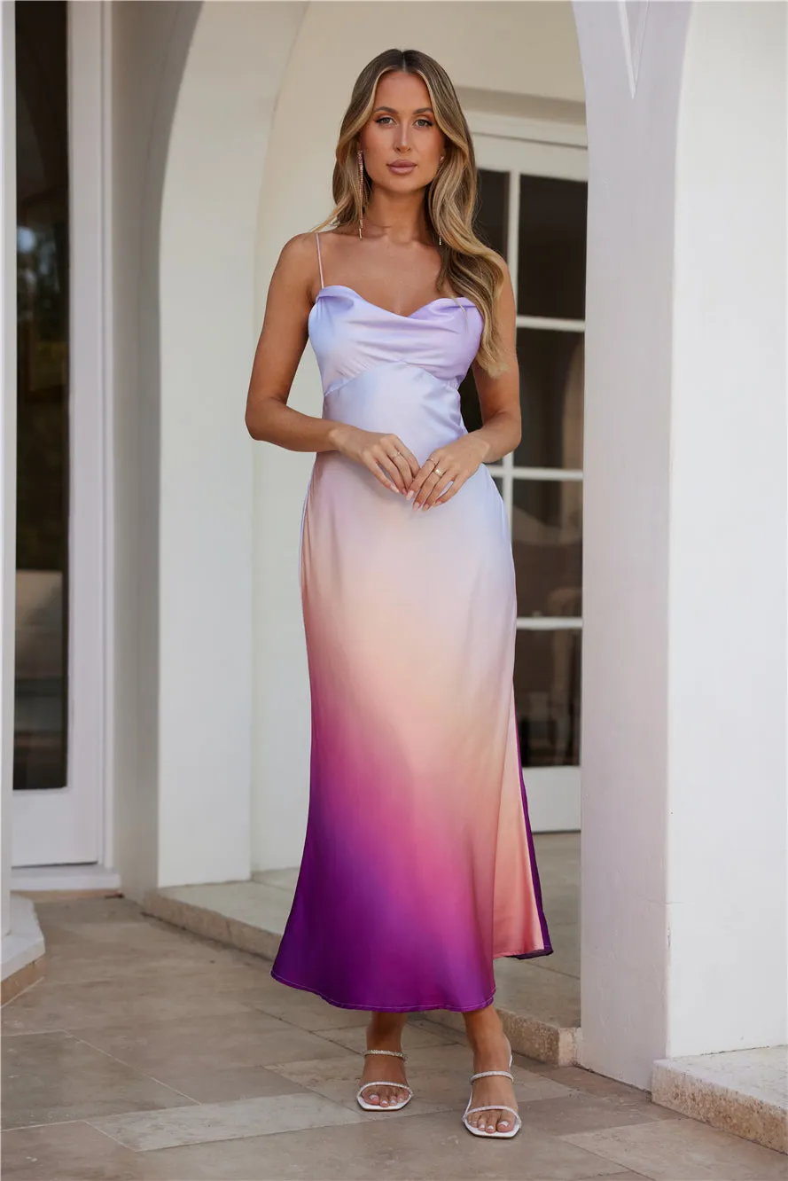 Shimmers In Silk Satin Maxi Dress Purple sold by Hello Molly product image thumbnail 3