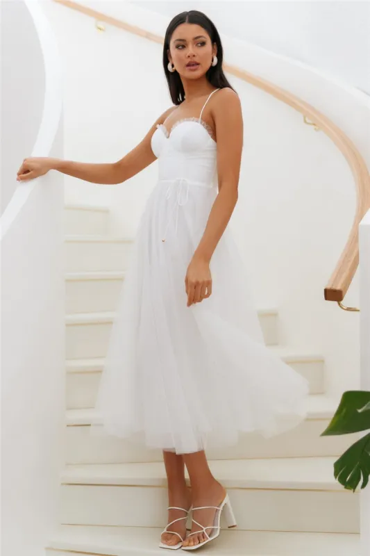 Wandering In The Light Tulle Midi Dress White sold by Hello Molly