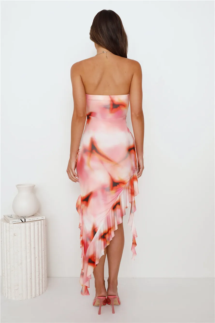 Lover Status Strapless Mesh Frill Midi Dress Pink sold by Hello Molly product image thumbnail 5