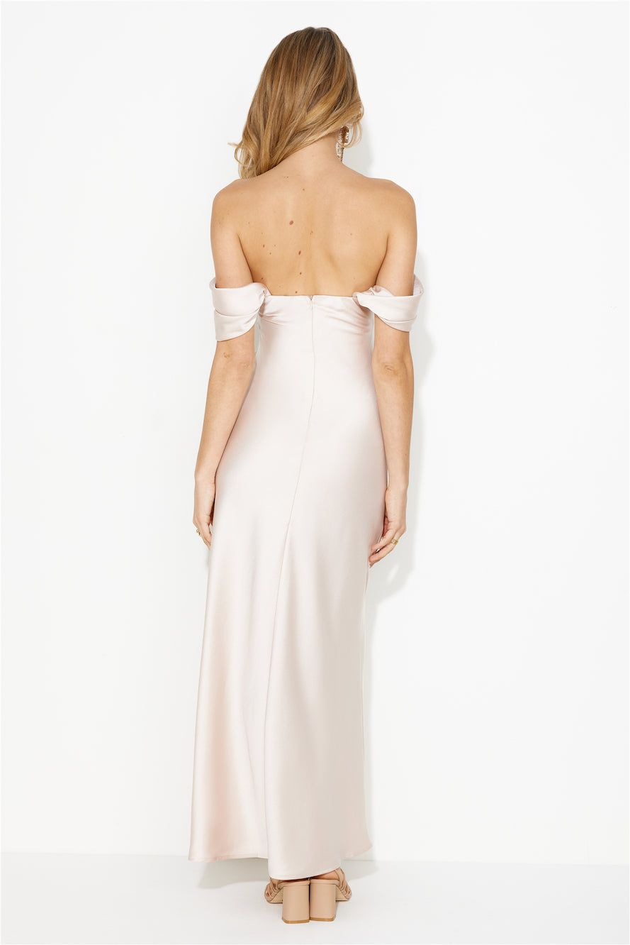 Classy Together Satin Maxi Dress Champagne sold by Hello Molly product image thumbnail 5