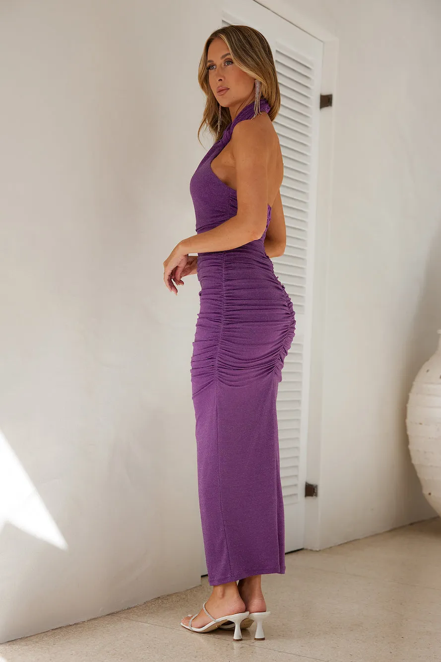 Fabulous Spark Halter Glitter Maxi Dress Purple sold by Hello Molly product image thumbnail 4
