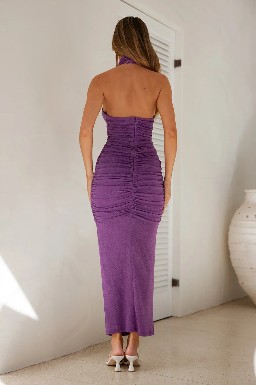 Fabulous Spark Halter Glitter Maxi Dress Purple sold by Hello Molly product image thumbnail 5