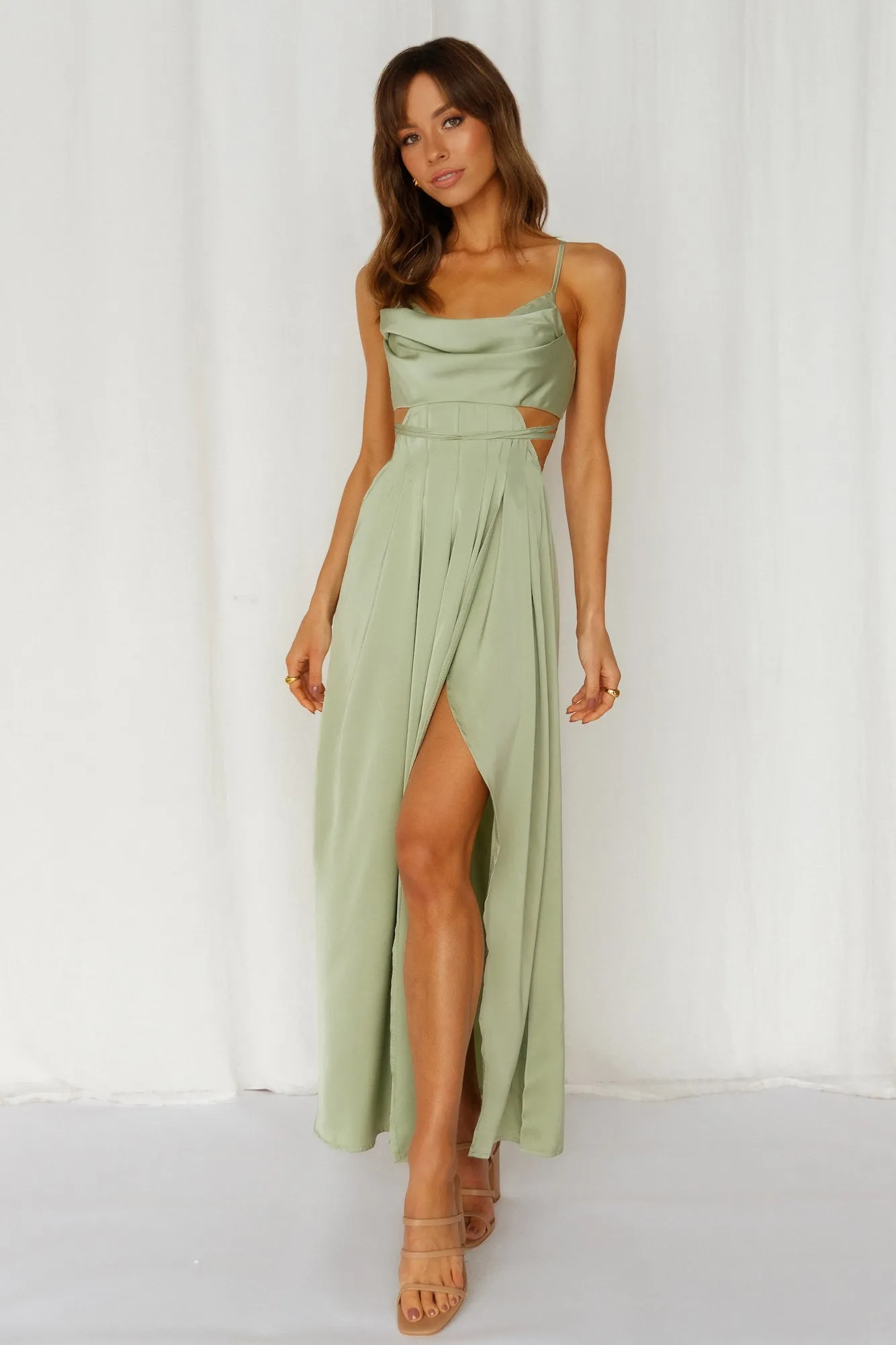 Reveal Your Mind Midi Dress Sage sold by Hello Molly product image thumbnail 3