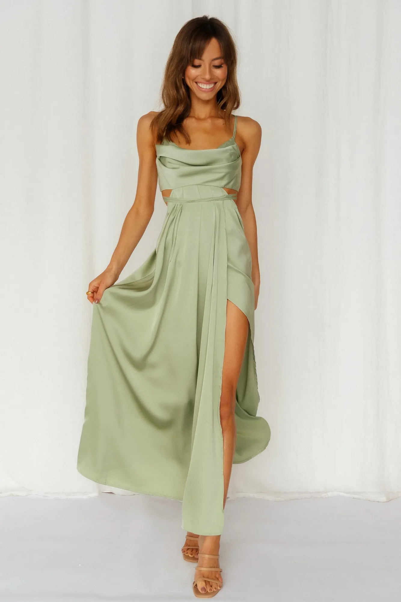 Reveal Your Mind Midi Dress Sage sold by Hello Molly product image thumbnail 4