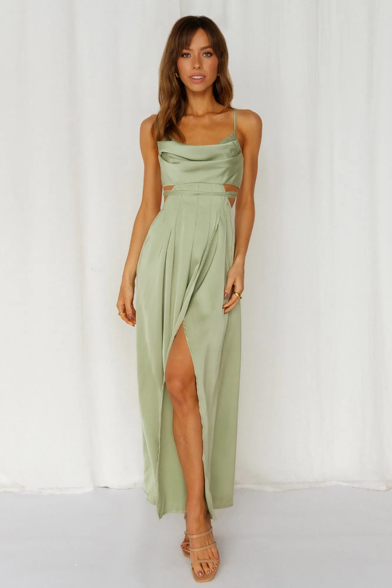 Reveal Your Mind Midi Dress Sage sold by Hello Molly
