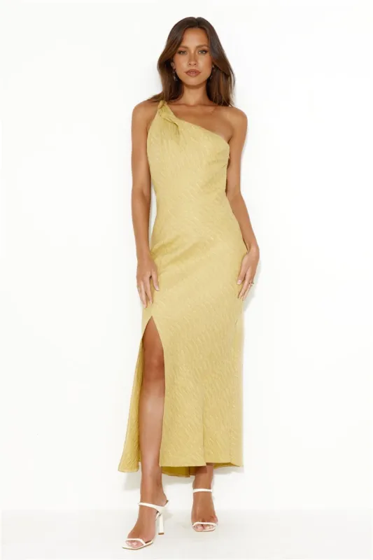 Style Inspo One Shoulder Midi Dress Yellow sold by Hello Molly