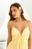 Floating Free Halter Linen Blend Mini Dress Yellow sold by Hello Molly