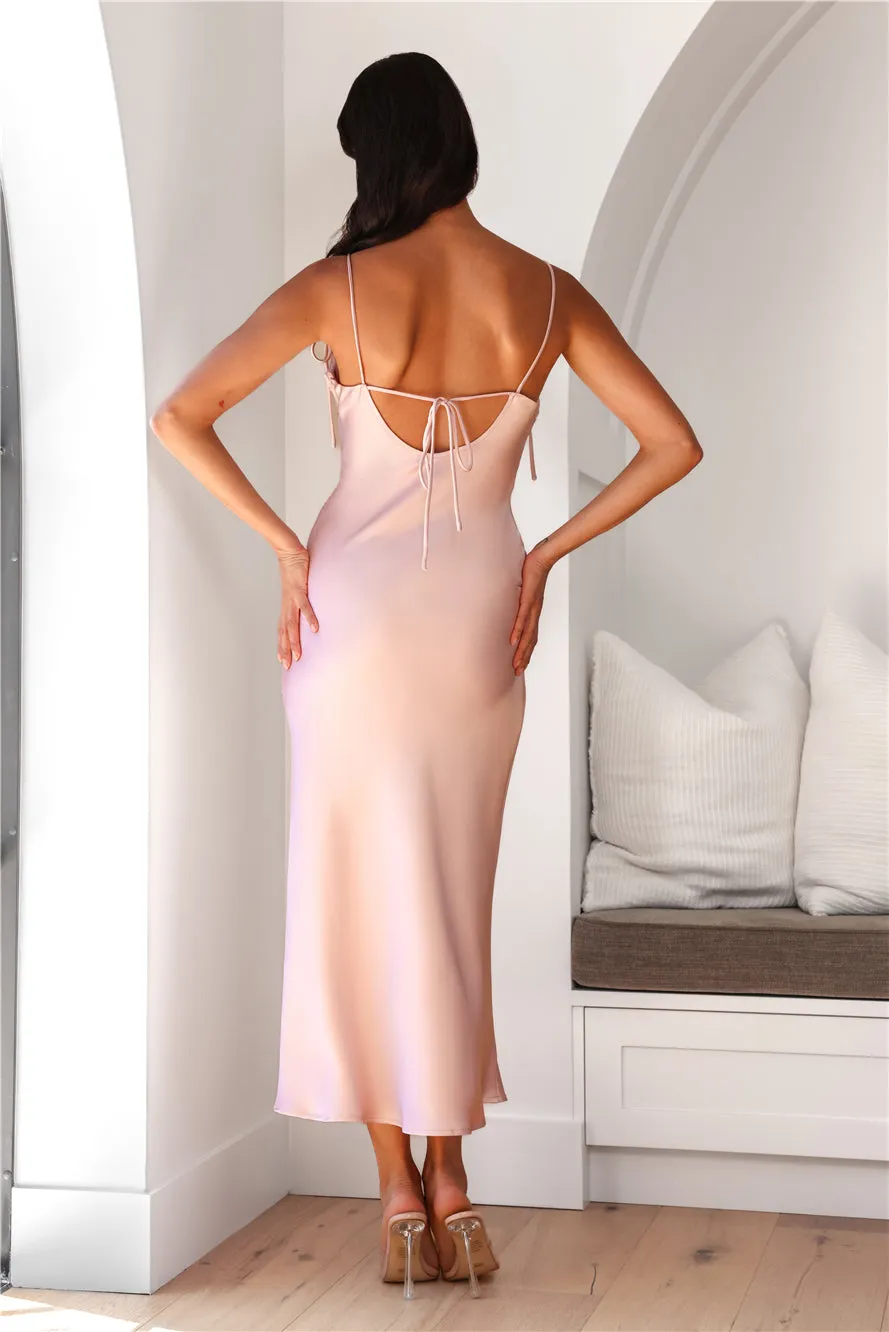 Let Love Be Satin Maxi Dress Pink sold by Hello Molly product image thumbnail 5