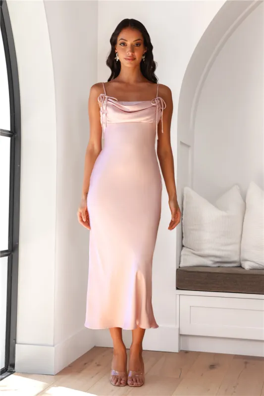 Let Love Be Satin Maxi Dress Pink sold by Hello Molly