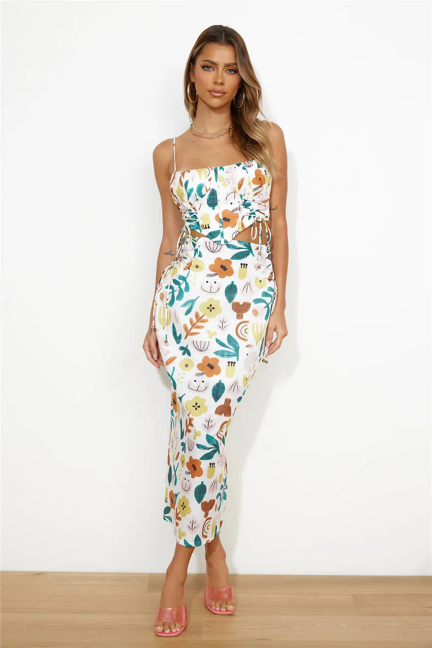 Smiley Mood Midi Skirt White sold by Hello Molly