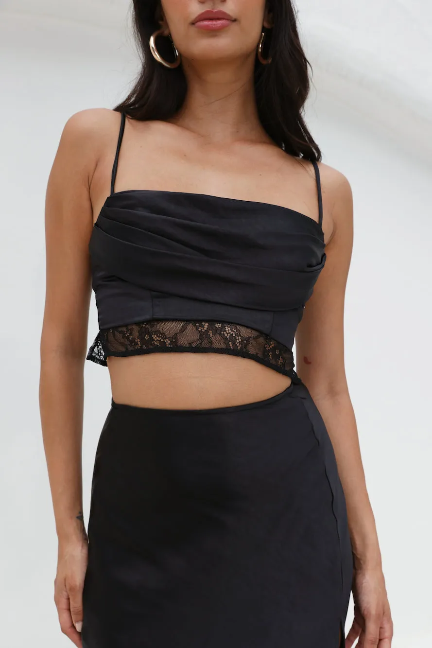 Lavishness Satin Crop Top Black sold by Hello Molly product image thumbnail 4