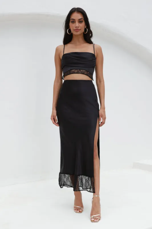 Lavishness Satin Crop Top Black sold by Hello Molly