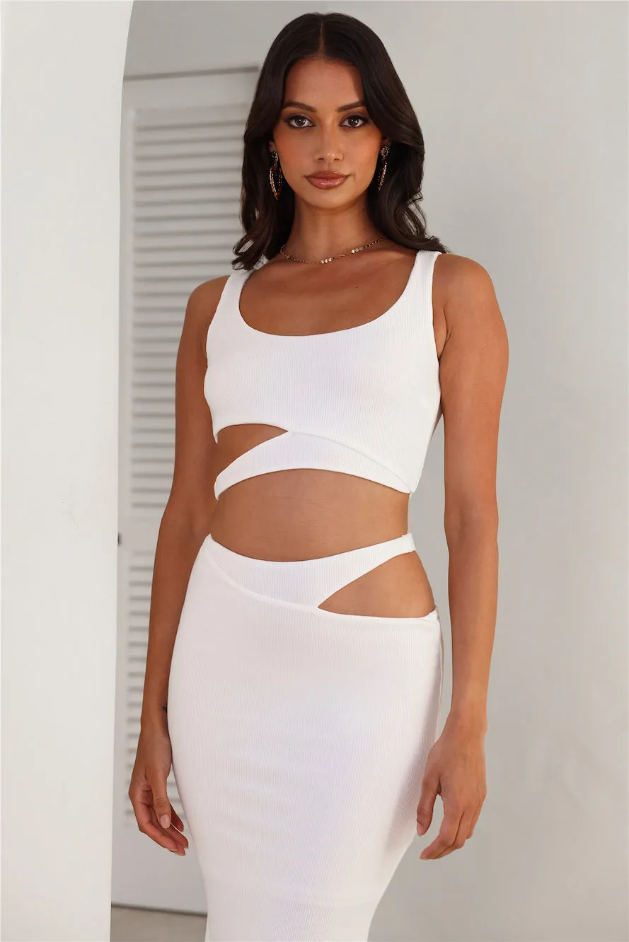 Where Did You Go Ribbed Crop Top White sold by Hello Molly