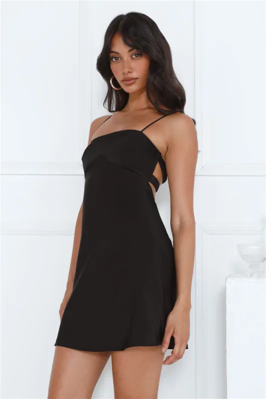 Into The Bloom Satin Mini Dress Black sold by Hello Molly