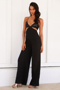 HELLO MOLLY Moment To Party Jumpsuit Black sold by Hello Molly