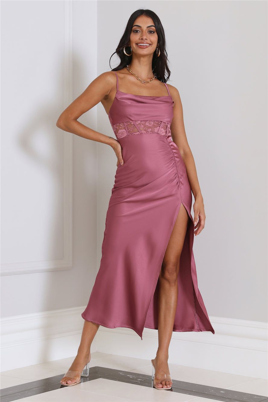 Dressing To Impress Satin Maxi Dress Rose sold by Hello Molly product image thumbnail 3