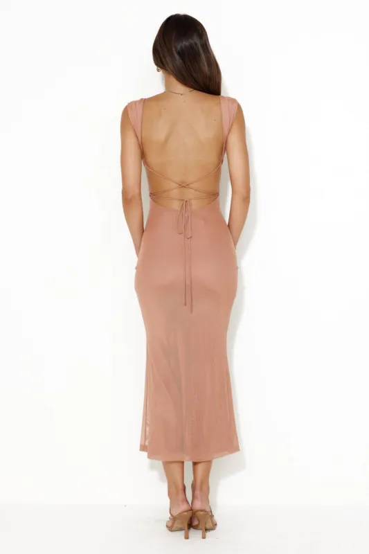 Beauty Guide Backless Mesh Maxi Dress Pink sold by Hello Molly