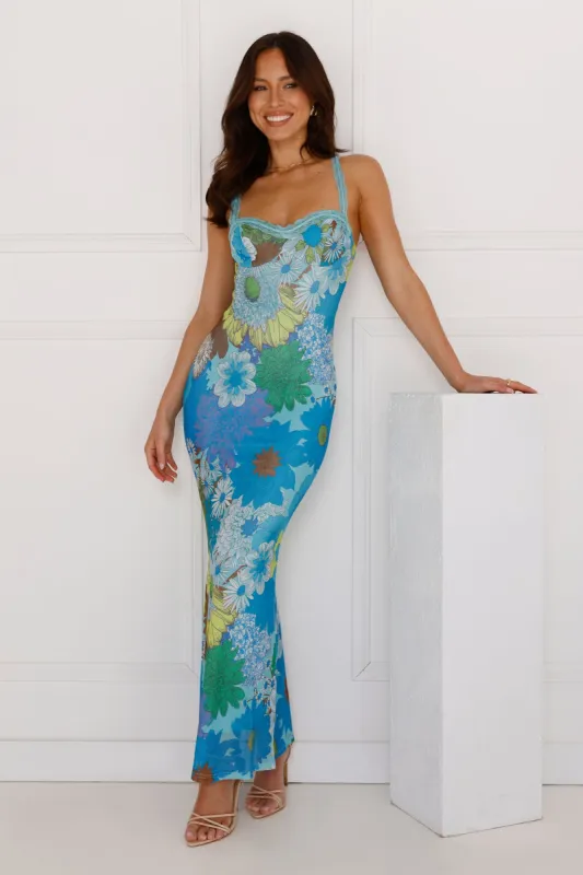 More To Make Mesh Maxi Dress Blue sold by Hello Molly