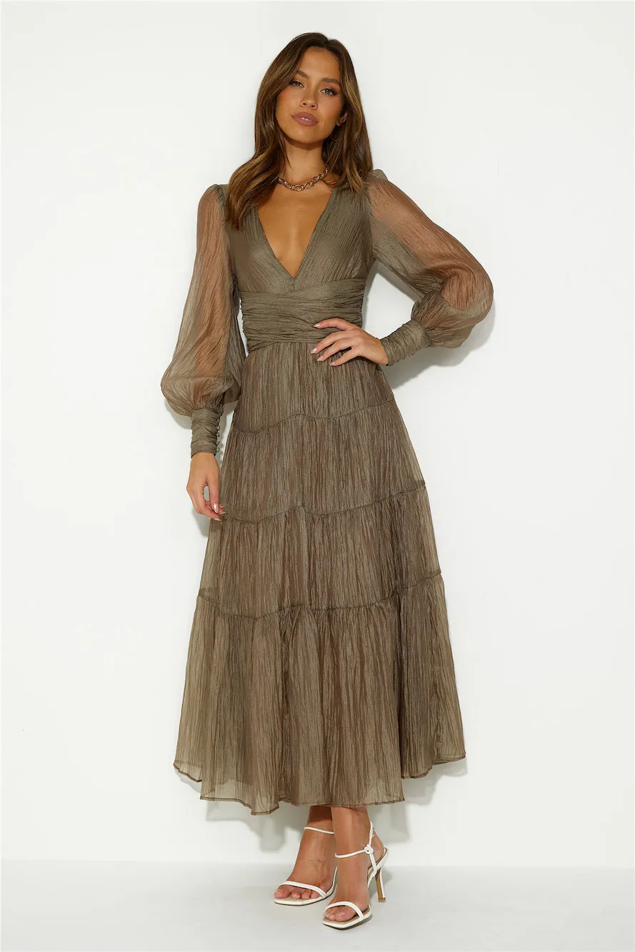 Girls Thriving Long Sleeve Maxi Dress Khaki sold by Hello Molly product image thumbnail 2