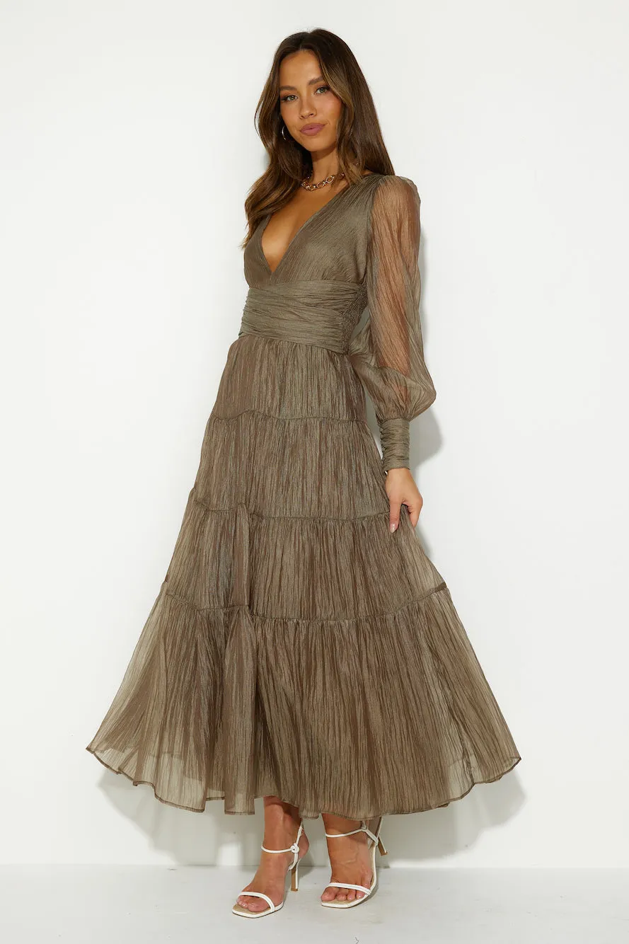 Girls Thriving Long Sleeve Maxi Dress Khaki sold by Hello Molly product image thumbnail 3