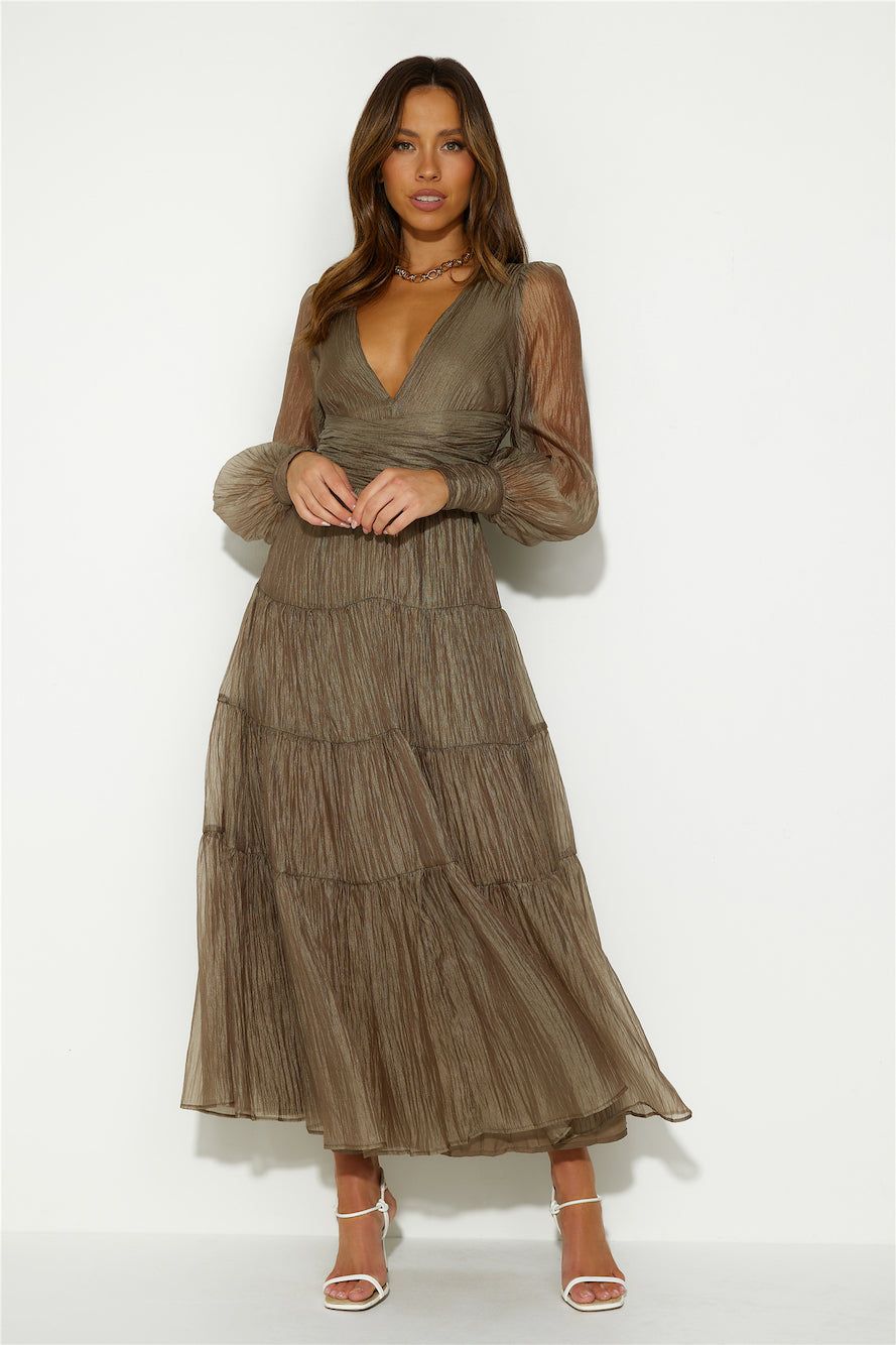 Gotta Thrive Maxi Dress Khaki sold by Hello Molly product image thumbnail 4