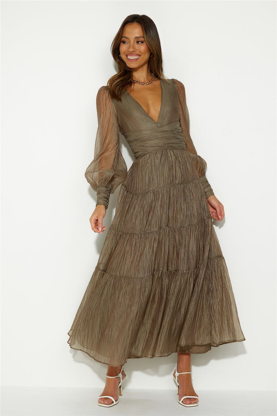 Gotta Thrive Maxi Dress Khaki sold by Hello Molly