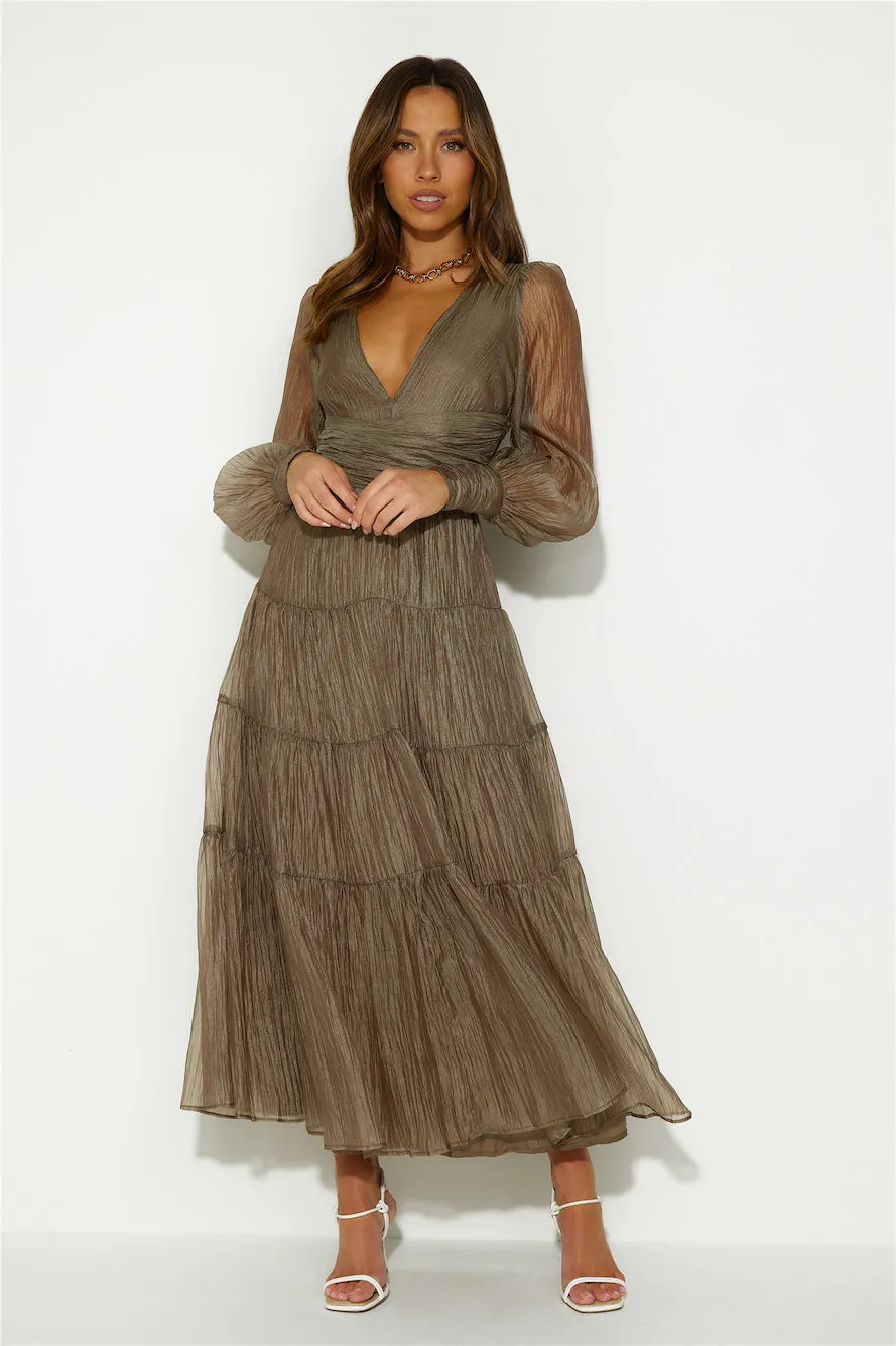 Girls Thriving Long Sleeve Maxi Dress Khaki sold by Hello Molly product image thumbnail 4