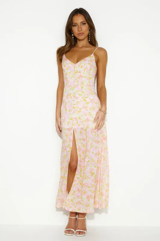 HELLO MOLLY Skipping Fields Maxi Dress Pink sold by Hello Molly