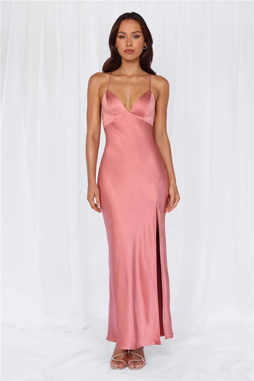 HELLO MOLLY The Sophia Satin Maxi Dress Rose sold by Hello Molly