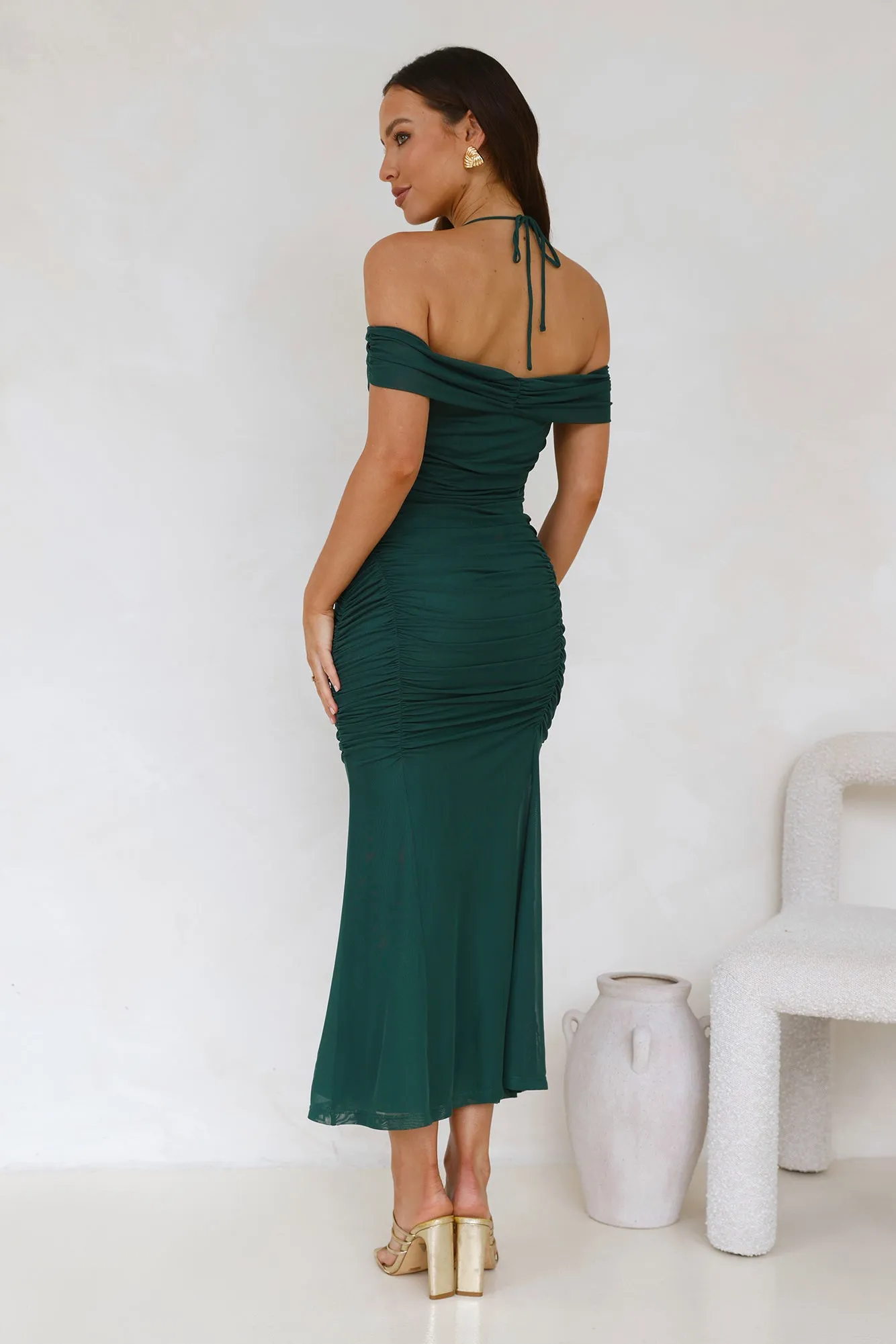 Dovie Off Shoulder Mesh Maxi Dress Teal sold by Hello Molly product image thumbnail 4