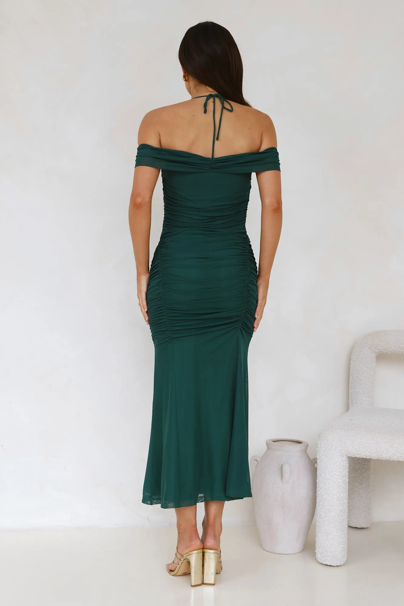Dovie Off Shoulder Mesh Maxi Dress Teal sold by Hello Molly product image thumbnail 5