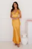 Unfolding Love Story Satin Maxi Dress Orange sold by Hello Molly