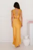 Unfolding Love Story Satin Maxi Dress Orange sold by Hello Molly