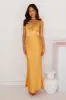Unfolding Love Story Satin Maxi Dress Orange sold by Hello Molly