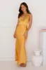 Unfolding Love Story Satin Maxi Dress Orange sold by Hello Molly