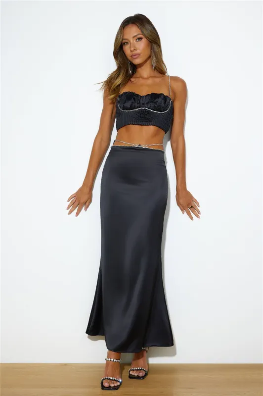 Making Heads Turn Maxi Skirt Black sold by Hello Molly